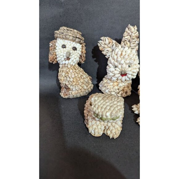 Set Of 6 Adorable Seashell Animal Figurines dog rabbit frog squirrel duck - Picture 3 of 8